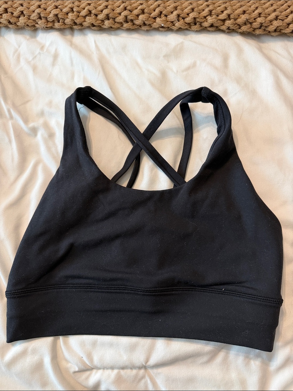 Supportive Black Cross-Strap Sports Bralette